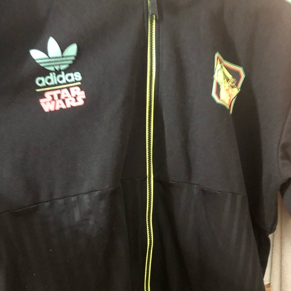 Adidas Boba Fett Star Wars Black Zip up Hoodie with Neon Accents - Picture 10 of 10